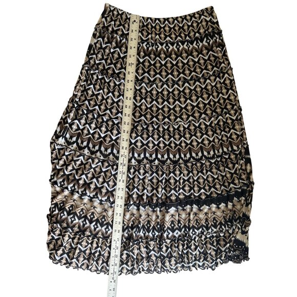 Jm Collection Petite Geometric Patterned Ruffled Tier Skirt Nylon, Size PS - Picture 6 of 7